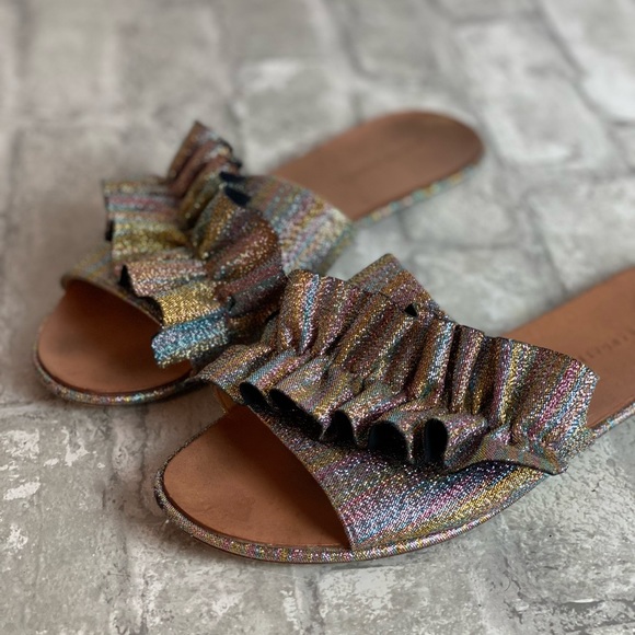 Loeffler Randall Glitter Flat Sandal Slides - Picture 4 of 13